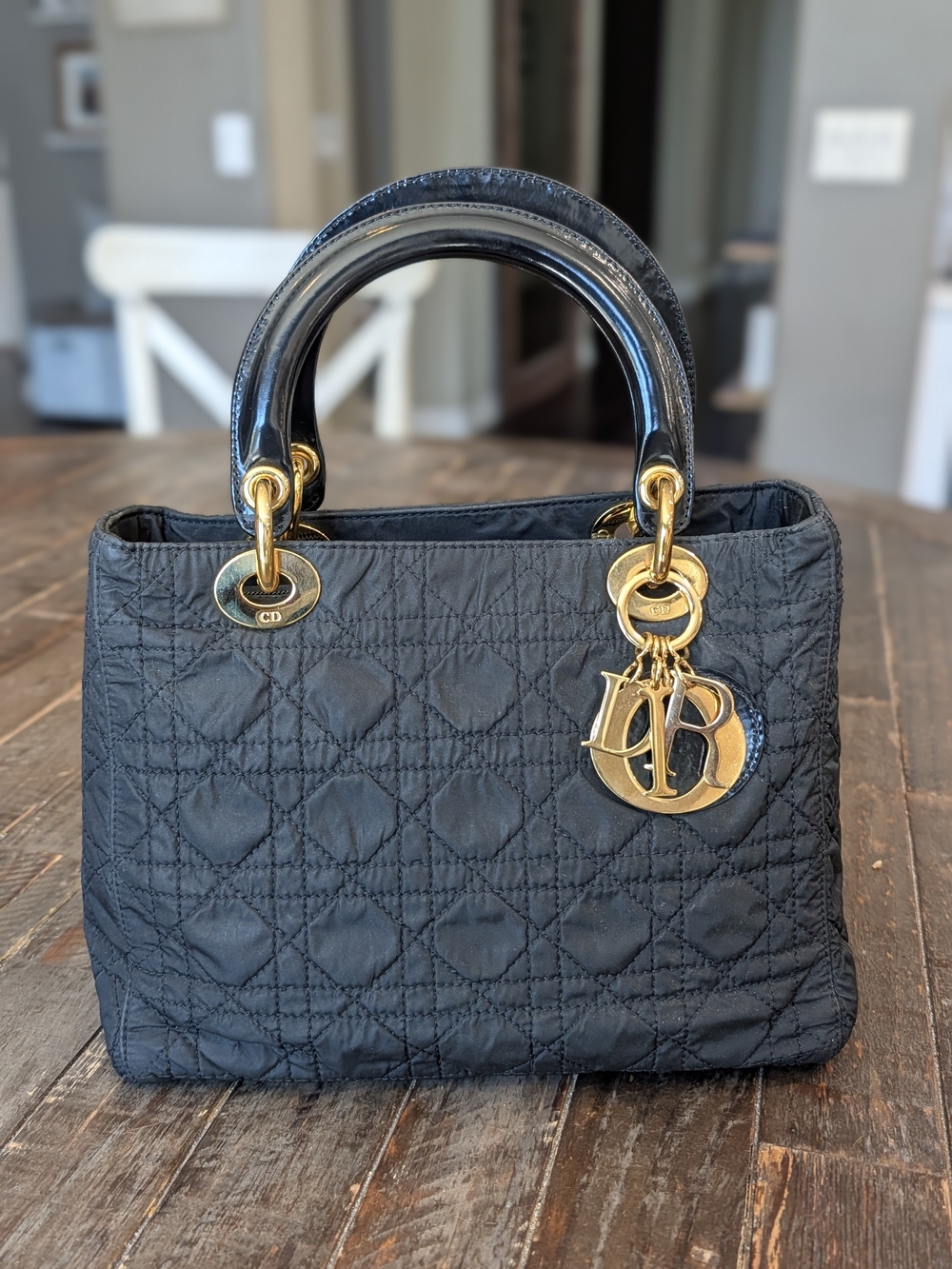 Vintage Christian Dior Cannage Lady Dior In Quilted Nylon